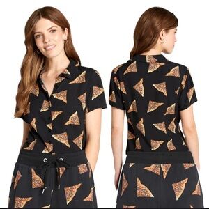 Dangerfield Fairy Bread Short Sleeve Button Novelty Shirt Black Size  8/ Medium